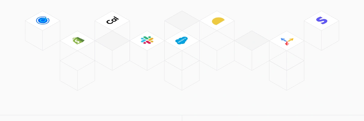 Integracije: Shopify, Cal.com, Slack, Salesforce, HubSpot, Stripe